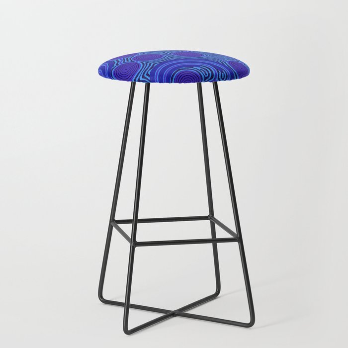 The Rivers around Us (blue) - Authentic Aboriginal Art Stool
