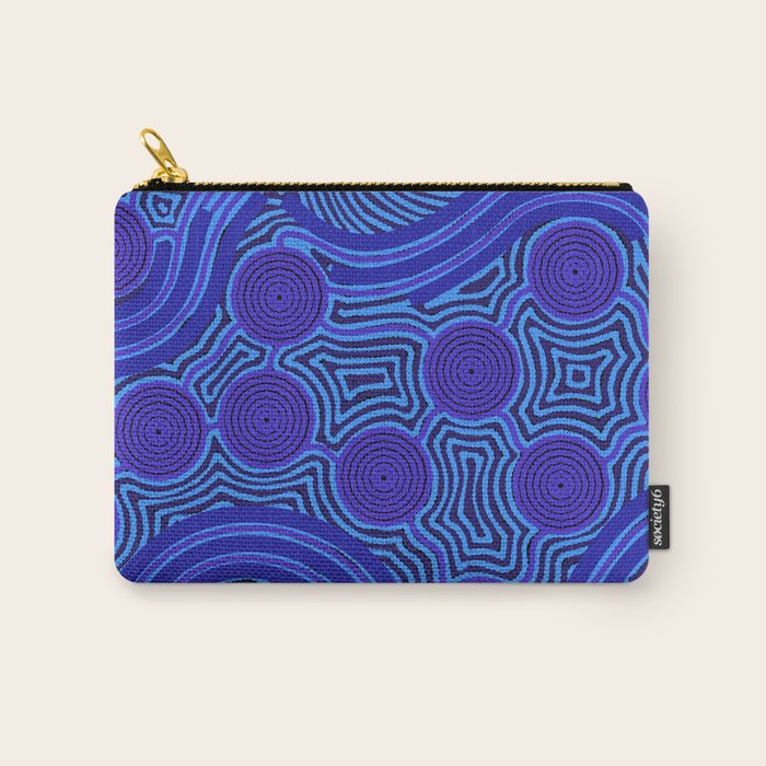 The Rivers around Us (blue) - Authentic Aboriginal Art Carry All Pouch Gallery Image 1