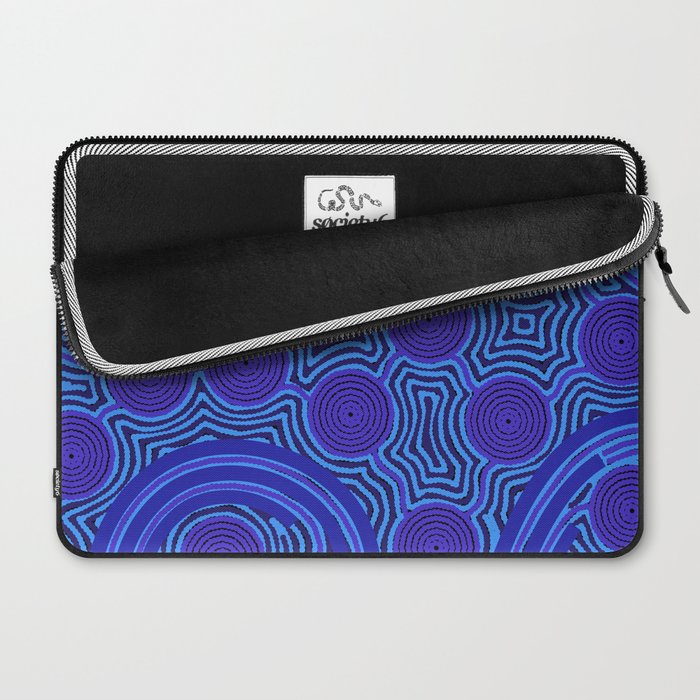 The Rivers around Us (blue) - Authentic Aboriginal Art Laptop Sleeve Gallery Image 2