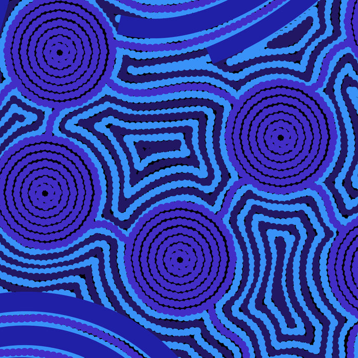The Rivers around Us (blue) - Authentic Aboriginal Art Coffee Mug Gallery Image 2
