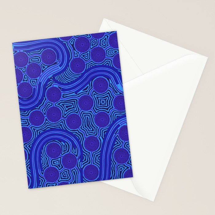 The Rivers around Us (blue) - Authentic Aboriginal Art Stationery Card Gallery Image 2