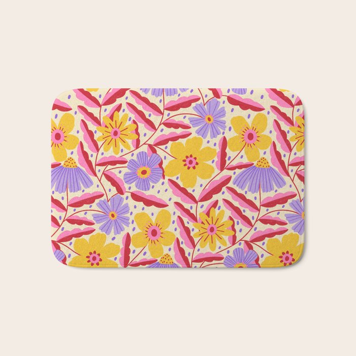 Flower Garden - Yellow & Purple  Bath Mat Gallery Image 1