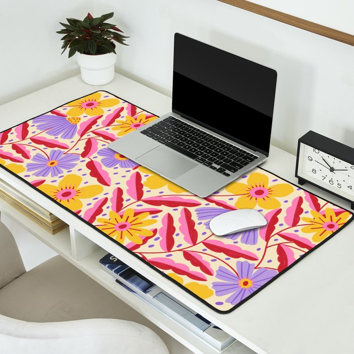 Flower Garden - Yellow & Purple  Desk Mat Gallery Image 2