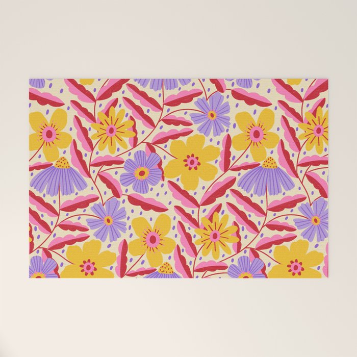 Flower Garden - Yellow & Purple  Welcome Mat Gallery Image 1