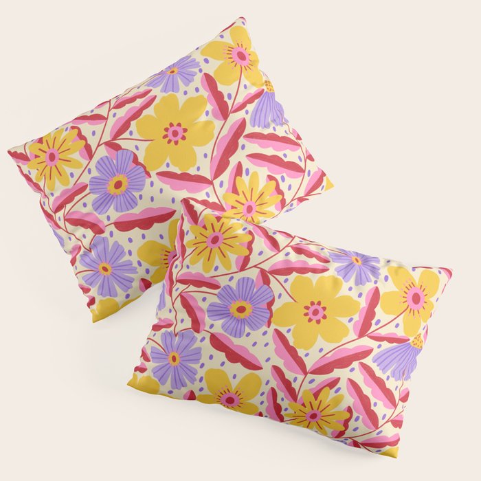 Flower Garden - Yellow & Purple  Pillow Sham Gallery Image 3