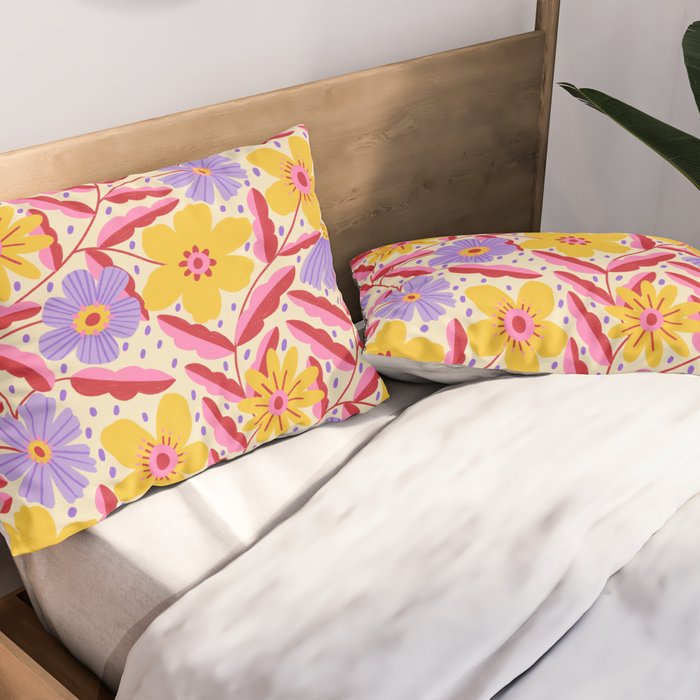Flower Garden - Yellow & Purple  Pillow Sham Gallery Image 2