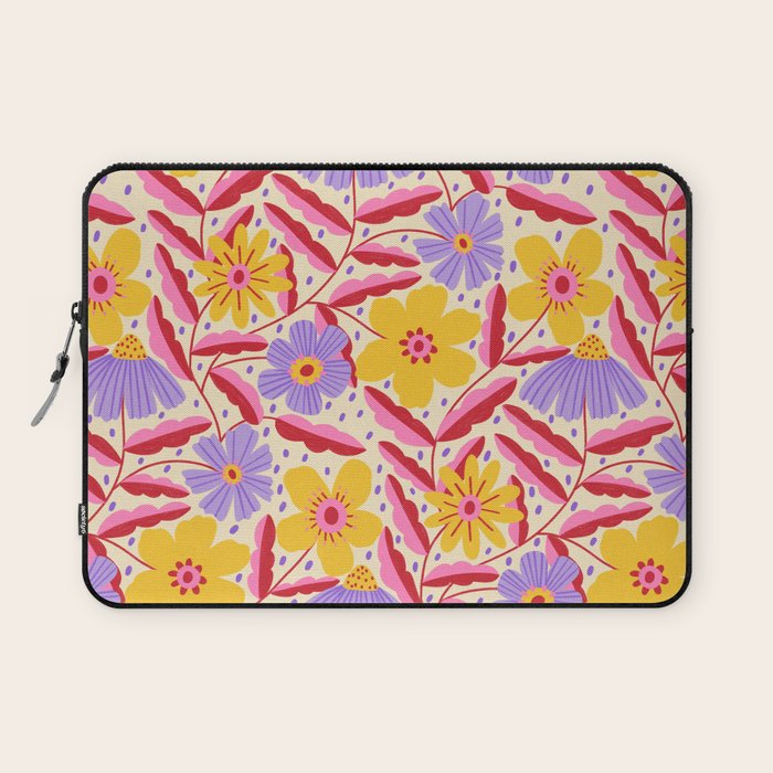 Flower Garden - Yellow & Purple  Laptop Sleeve Gallery Image 1