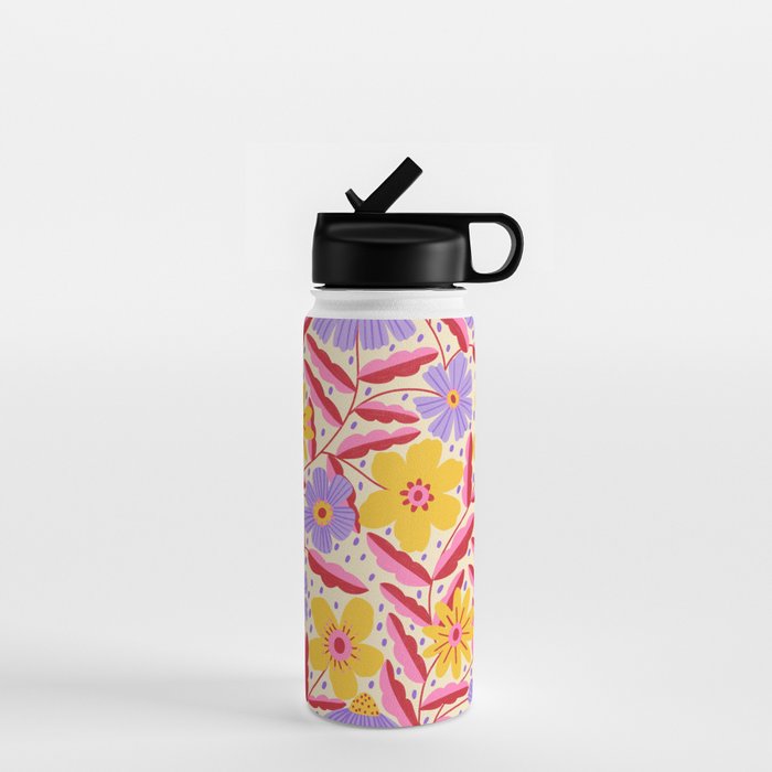 Flower Garden - Yellow & Purple  Water Bottle Gallery Image 1
