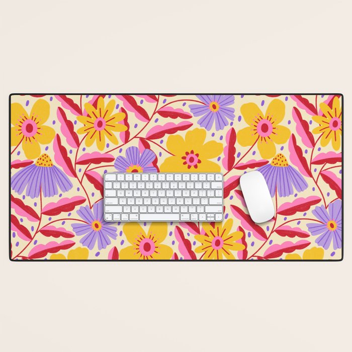 Flower Garden - Yellow & Purple  Desk Mat Gallery Image 1