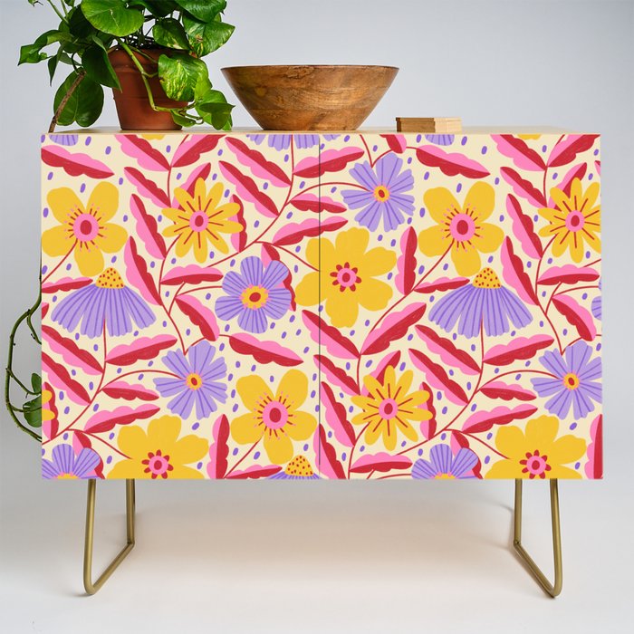 Flower Garden - Yellow & Purple  Credenza Gallery Image 1