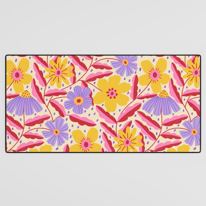 Flower Garden - Yellow & Purple  Desk Mat Gallery Image 3