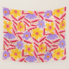 Flower Garden - Yellow & Purple  Wall Tapestry Gallery Image 4