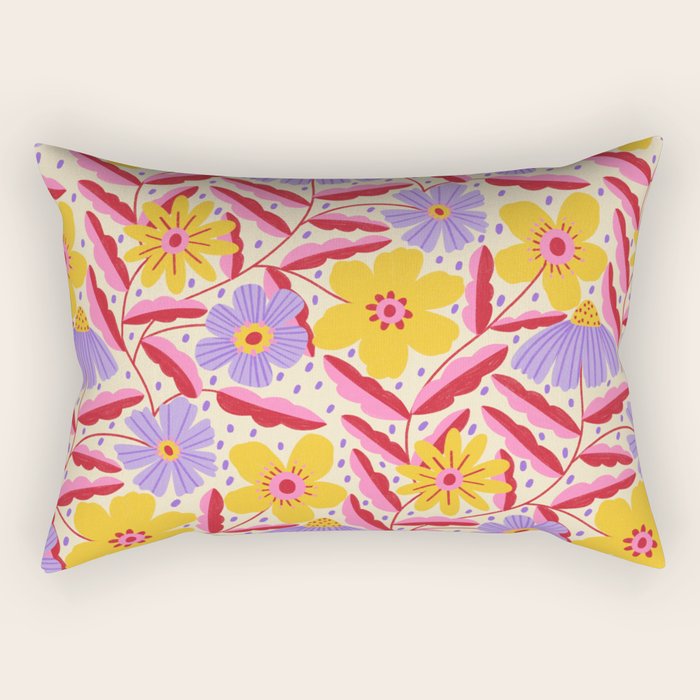Flower Garden - Yellow & Purple  Rectangular Pillow Gallery Image 2