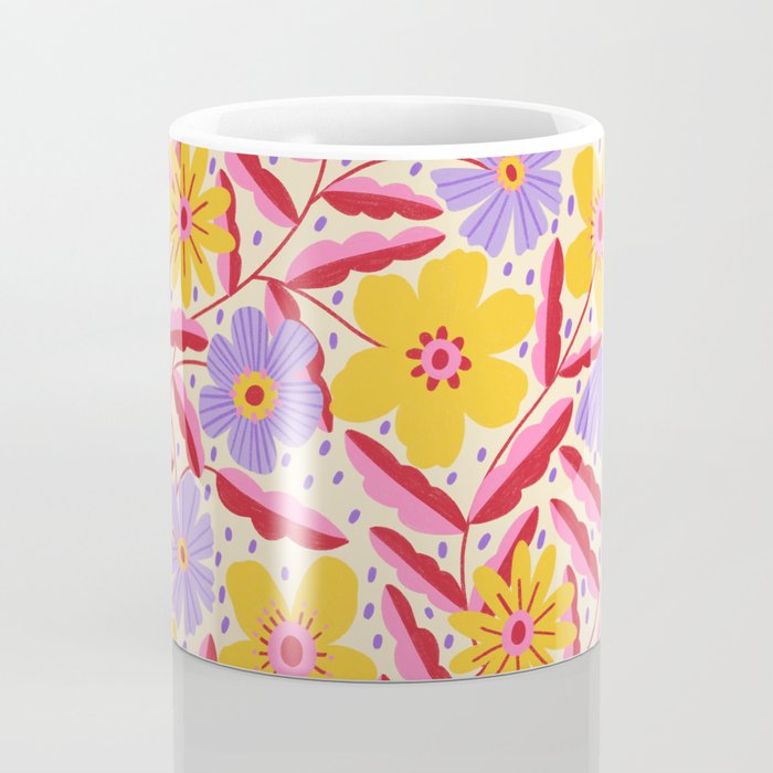Flower Garden - Yellow & Purple  Coffee Mug Gallery Image 4