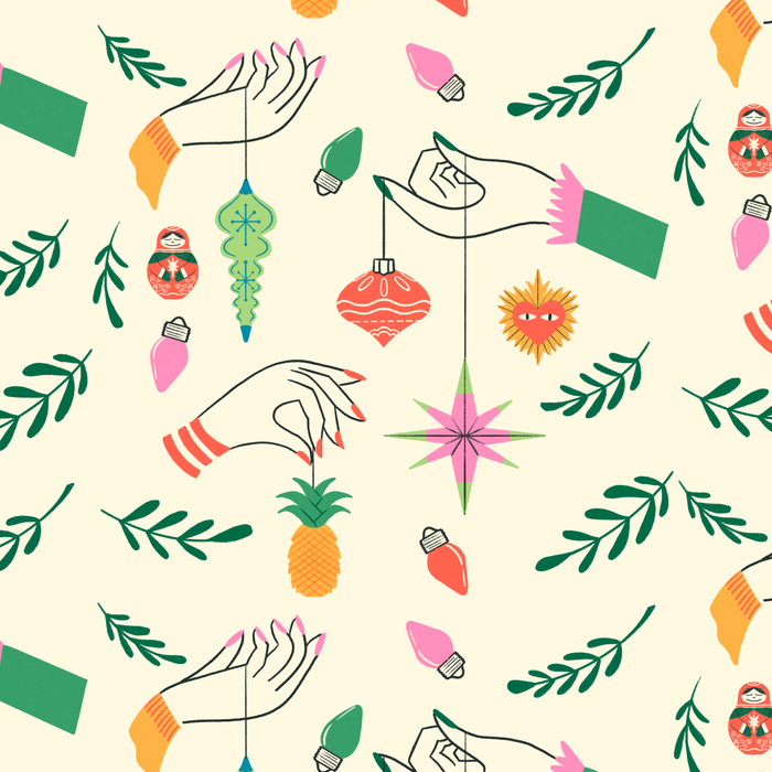 Tree Trimming Hands and Retro Ornaments Coffee Mug Gallery Image 2