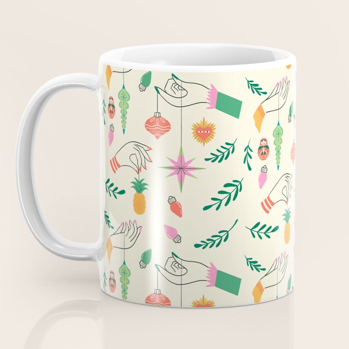 Tree Trimming Hands and Retro Ornaments Coffee Mug Gallery Image 3