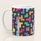 Tetris bricks jewel tones on black pattern Coffee Mug Gallery Image 3