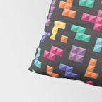 Tetris bricks jewel tones on black pattern Pillow Sham Gallery Image 4