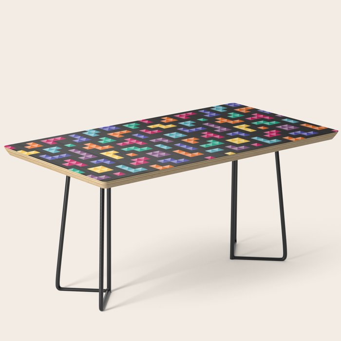 Tetris bricks jewel tones on black pattern Coffee Table Gallery Image 1