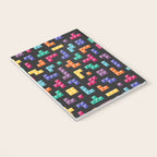 Tetris bricks jewel tones on black pattern Notebook Gallery Image 3