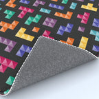 Tetris bricks jewel tones on black pattern Rug Gallery Image 4