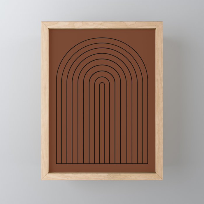 Minimal Arch XLII Brick Red Modern Geometric Lines Mini Art Print Gallery Image 1