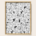 Black and White Dog Drawings | Cute Dog Breeds Pattern Serving Tray Gallery Image 1