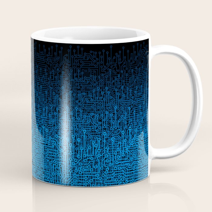 Reboot III BLUE Computer Circuit Board Pattern Coffee Mug Gallery Image 1