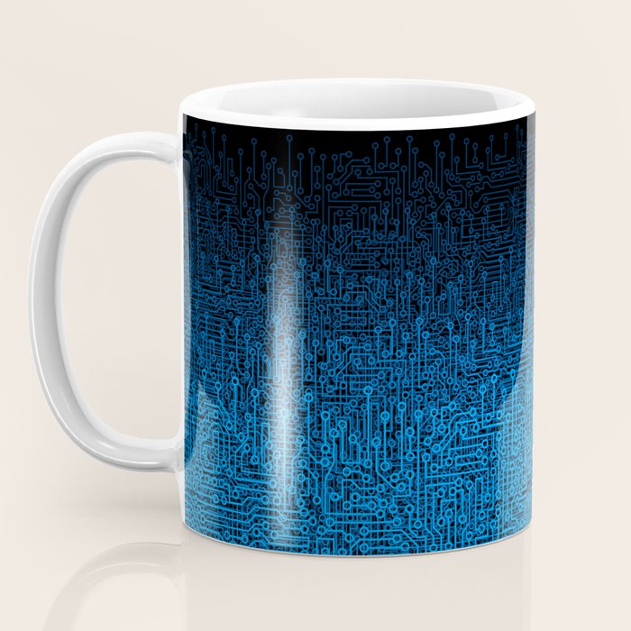 Reboot III BLUE Computer Circuit Board Pattern Coffee Mug Gallery Image 3