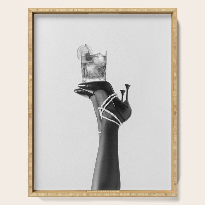 Fashionable Drink - Black And White Serving Tray Gallery Image 1