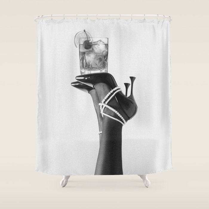 Fashionable Drink - Black And White Shower Curtain Gallery Image 1