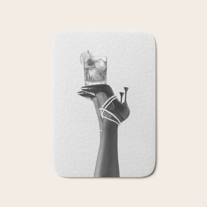 Fashionable Drink - Black And White Bath Mat Gallery Image 1