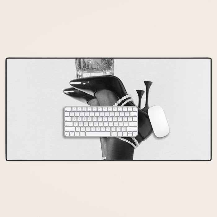 Fashionable Drink - Black And White Desk Mat Gallery Image 1