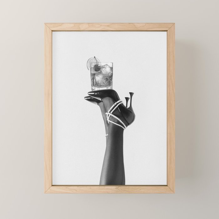Fashionable Drink - Black And White Mini Art Print Gallery Image 1