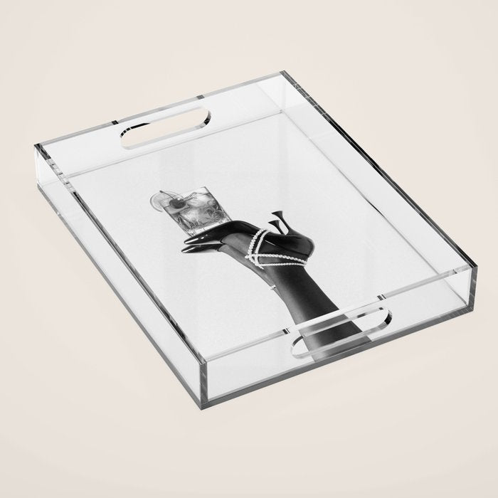 Fashionable Drink - Black And White Acrylic Tray Gallery Image 1
