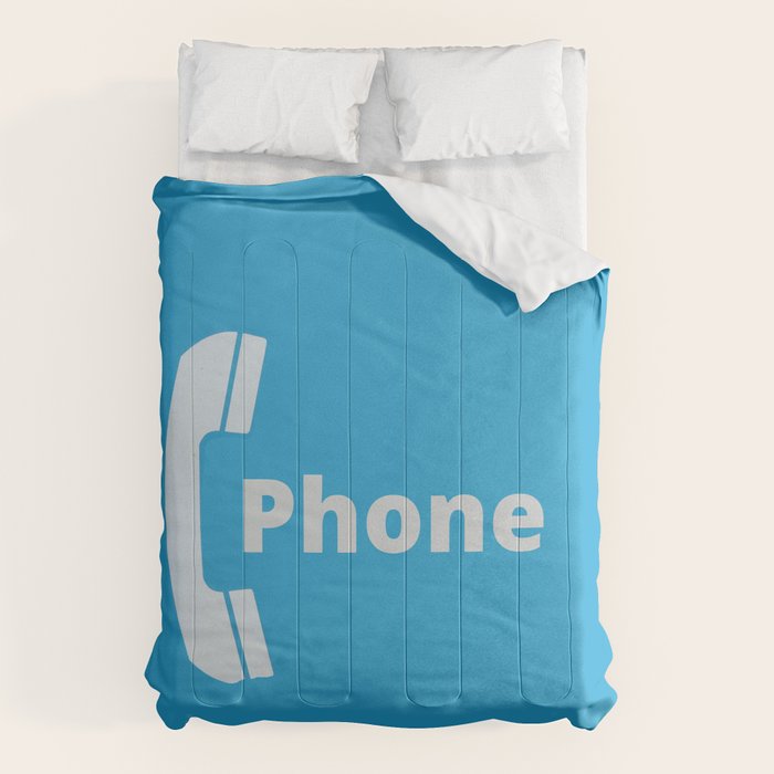 Vintage Pay Phone Booth Old School Retro Telephone Blue Sign Comforter Gallery Image 1