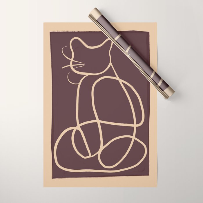 Abstract Line Art Cat 3 Wrapping Paper Gallery Image 1