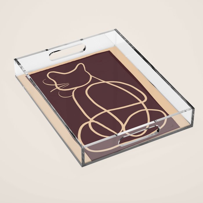 Abstract Line Art Cat 3 Acrylic Tray Gallery Image 1