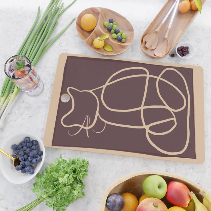 Abstract Line Art Cat 3 Cutting Board Gallery Image 2