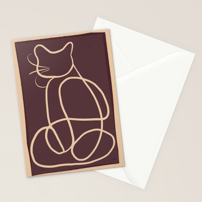 Abstract Line Art Cat 3 Stationery Card Gallery Image 2