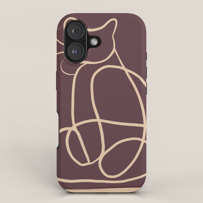 Abstract Line Art Cat 3 iPhone Case Gallery Image 1