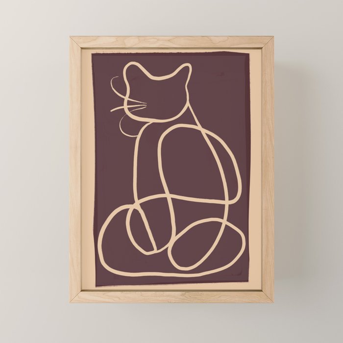 Abstract Line Art Cat 3 Mini Art Print Gallery Image 1