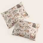 Fall Forest Impression  Wild Animals In Earth Colors Pillow Sham Gallery Image 3