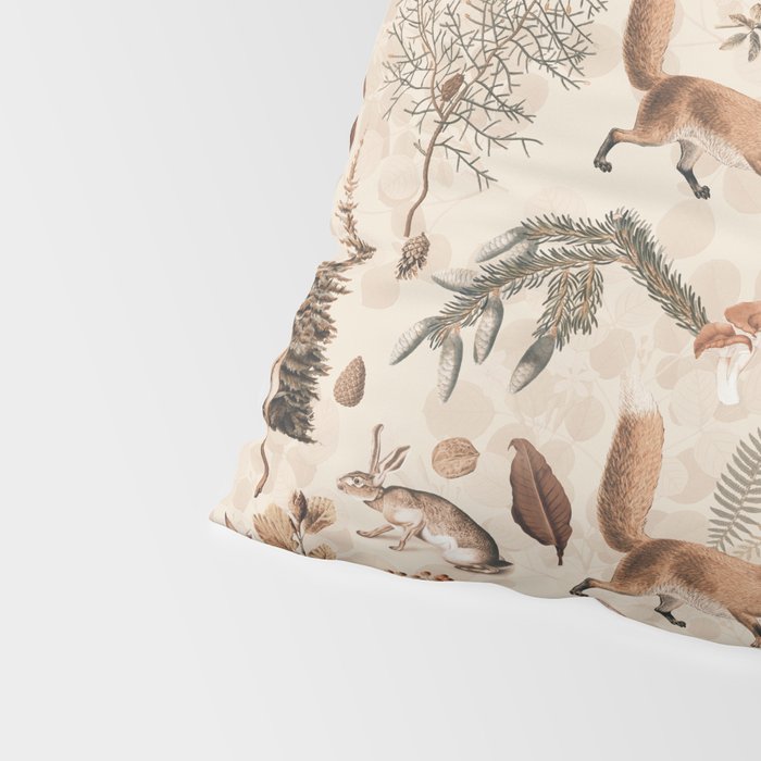 Fall Forest Impression  Wild Animals In Earth Colors Pillow Sham Gallery Image 4
