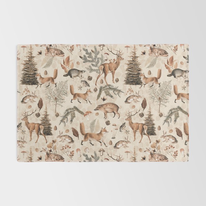 Fall Forest Impression  Wild Animals In Earth Colors Rug Gallery Image 2