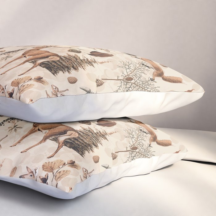 Fall Forest Impression  Wild Animals In Earth Colors Pillow Sham Gallery Image 3