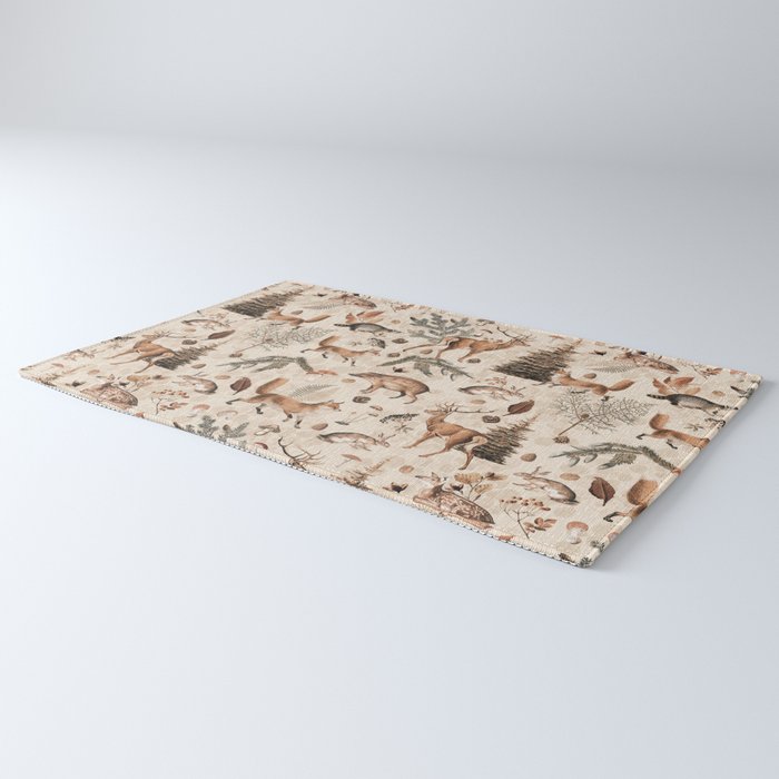 Fall Forest Impression  Wild Animals In Earth Colors Rug Gallery Image 3