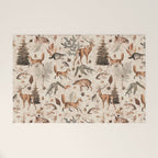 Fall Forest Impression  Wild Animals In Earth Colors Welcome Mat Gallery Image 1
