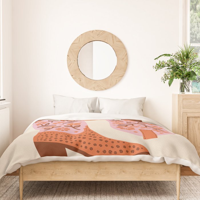 Cowgirl Boots - Pink and Orange Duvet Cover Gallery Image 3