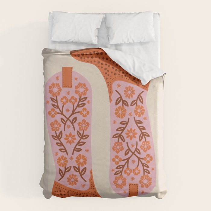 Cowgirl Boots - Pink and Orange Duvet Cover Gallery Image 6